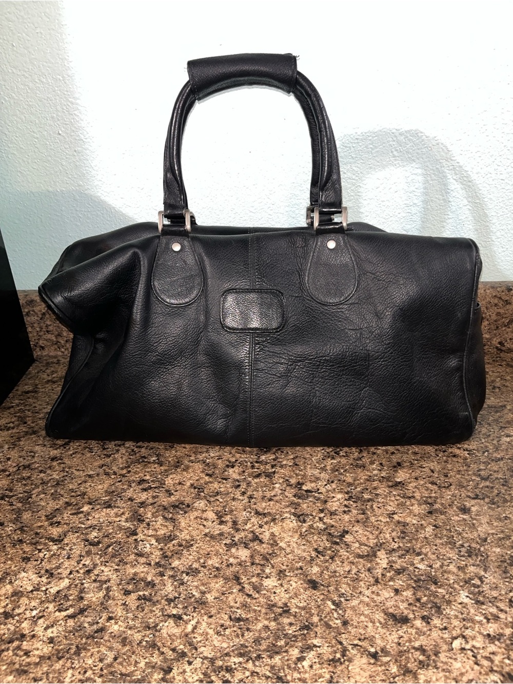 latico Black Leather Duffel Bag for Men